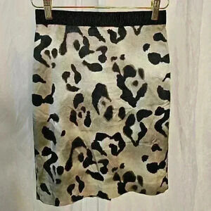Ann Taylor Petites Size 0P Satin Leopard Print Pencil Skirt